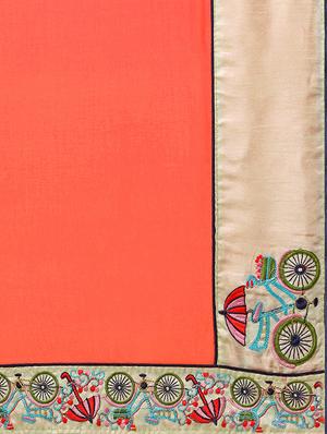conversational bordered saree with blouse - 15506727 - Standard Image - 5