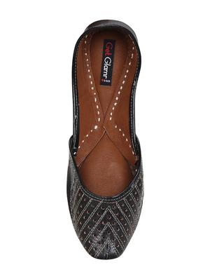 black ethnic slip on jutis - 15507628 - Standard Image - 4
