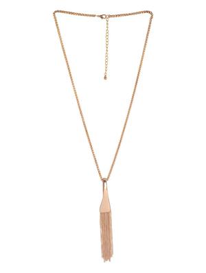 gold metal long necklace - 15507768 - Standard Image - 2