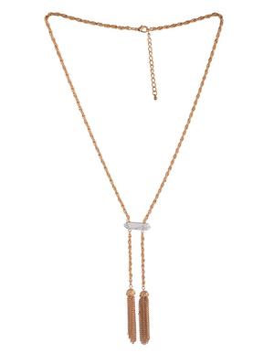 gold metal long necklace - 15507769 - Standard Image - 2