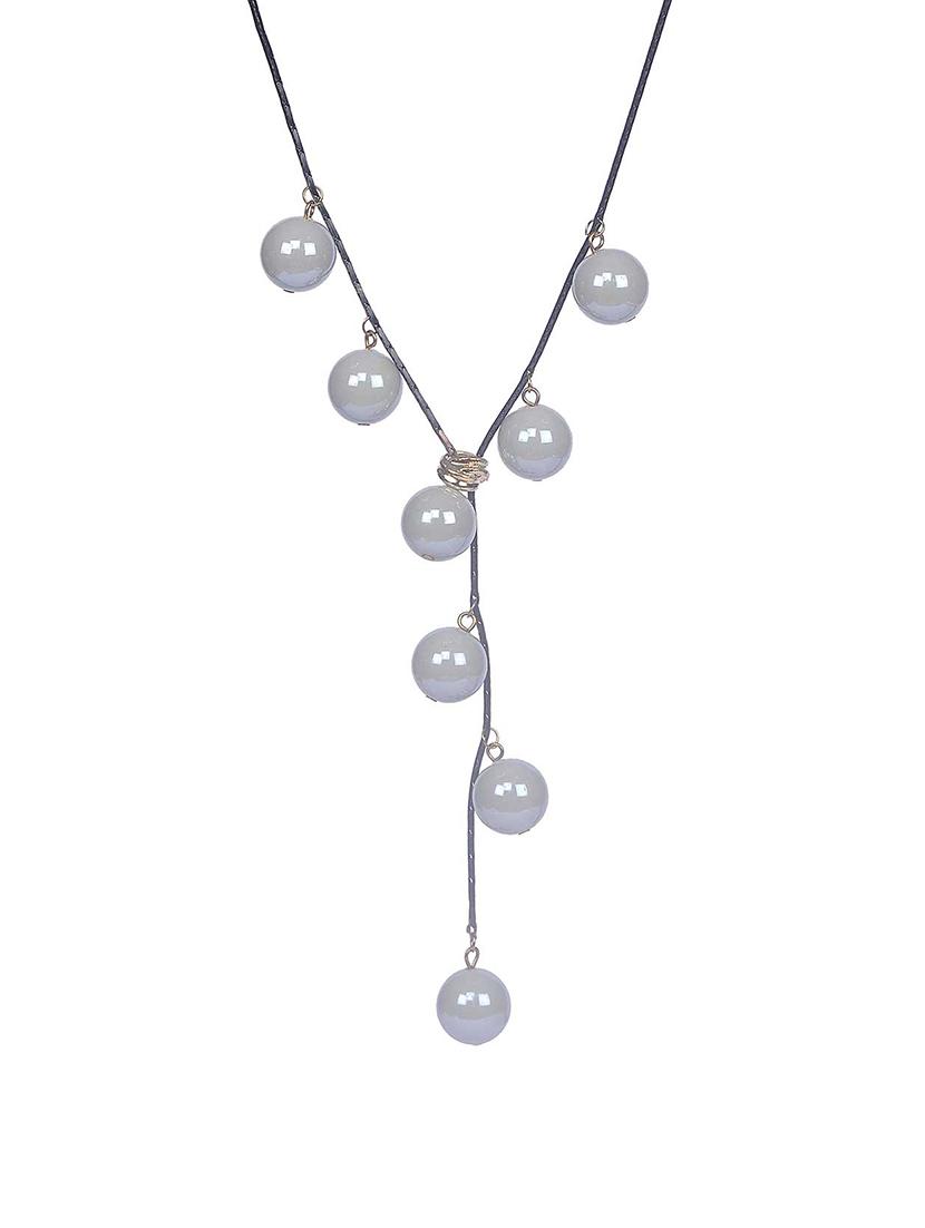 white metal long necklace - 15507778 - Zoom Image - 1