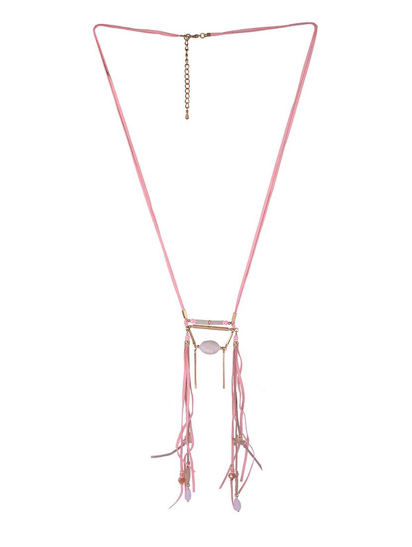 pink velvet long necklace - 15507785 - Zoom Image - 2