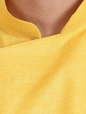yellow cotton asymmetric kurta - 15511885 - Standard Image - 4