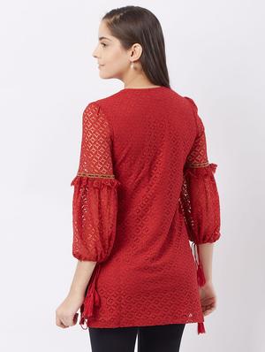 net straight kurti - 15512026 - Standard Image - 3