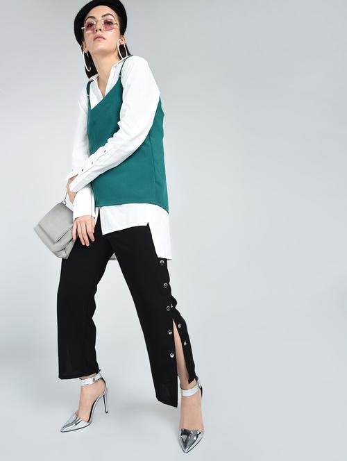 Side slit button detail trouser - 15512094 - Standard Image - 1