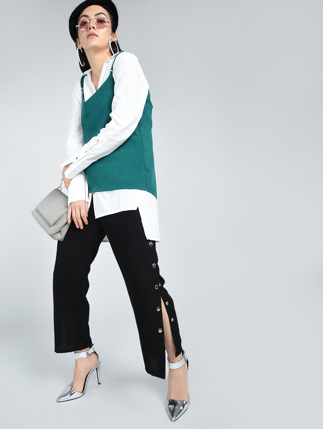 Side slit button detail trouser - 15512094 - Zoom Image - 1