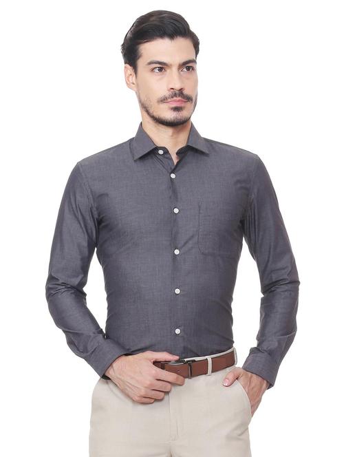 grey cotton formal shirt - 15512521 - Standard Image - 1