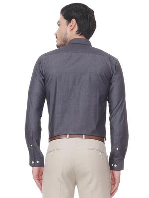 grey cotton formal shirt - 15512521 - Standard Image - 2