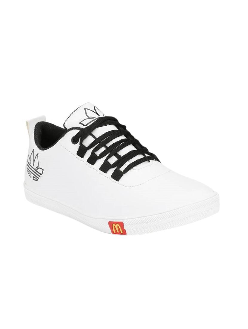 white leatherette lace up sneakers - 15513186 - Zoom Image - 1