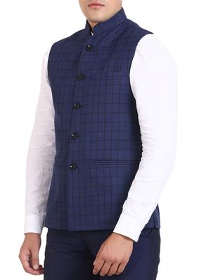 blue cotton nehru jacket - 15514291 - Standard Image - 2