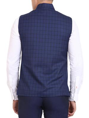blue cotton nehru jacket - 15514291 - Standard Image - 3