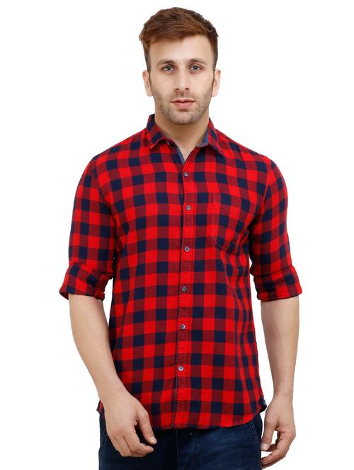 red cotton casual shirt - 15514414 - Standard Image - 1