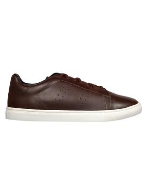 brown leatherette lace up sneakers - 15514429 - Standard Image - 2
