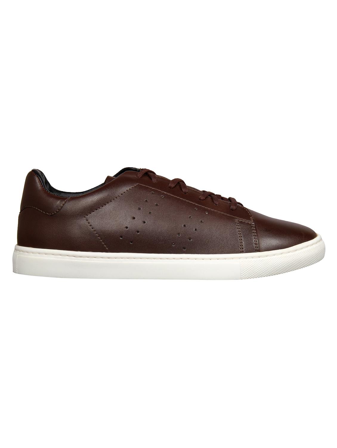 brown leatherette lace up sneakers - 15514429 - Zoom Image - 2