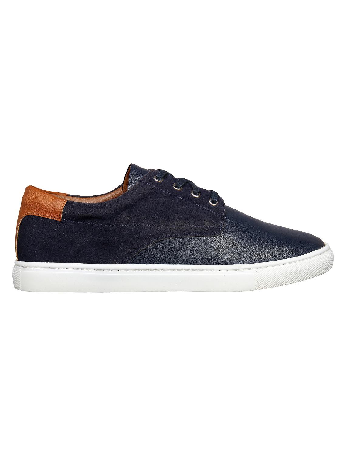 navy leatherette lace up sneakers - 15514435 - Zoom Image - 2