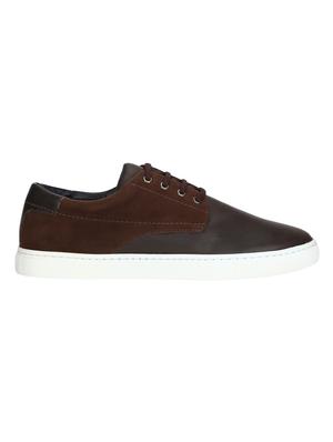brown leatherette lace up sneakers - 15514436 - Standard Image - 2