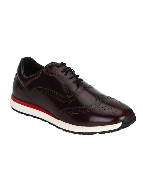 maroon Leather lace up sneakers - 15514439 - Standard Image - 1