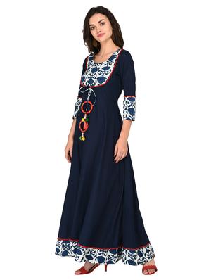 indigo kurta with tassels - 15515234 - Standard Image - 2