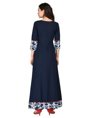 indigo kurta with tassels - 15515234 - Standard Image - 3