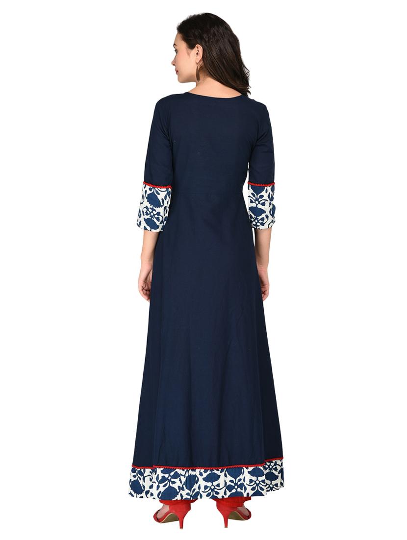 indigo kurta with tassels - 15515234 - Zoom Image - 3