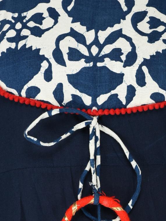 indigo kurta with tassels - 15515234 - Zoom Image - 4