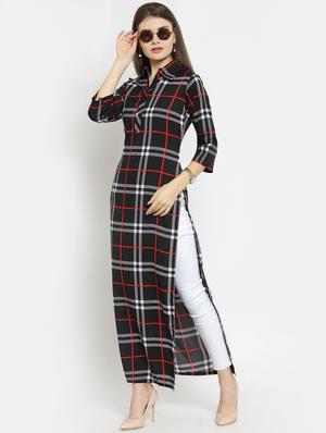 checkered straight kurta - 15515834 - Standard Image - 4