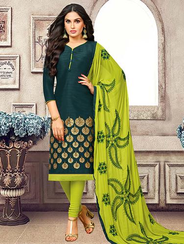 green art silk churidaar suits unstitched suit - 15515911 - Very Small Image - 1