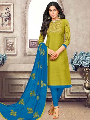 green art silk churidaar suits unstitched suit - 15515915 - Standard Image - 1