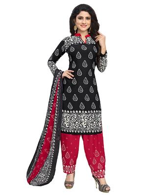 black crepe patiyala suits unstitched suit - 15515919 - Standard Image - 1