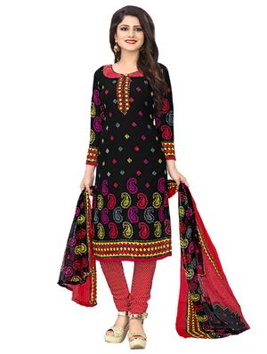black crepe churidaar suits unstitched suit - 15515923 - Standard Image - 1