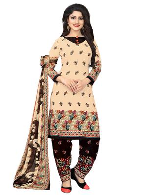 cream crepe patiyala suits unstitched suit - 15515926 - Standard Image - 1