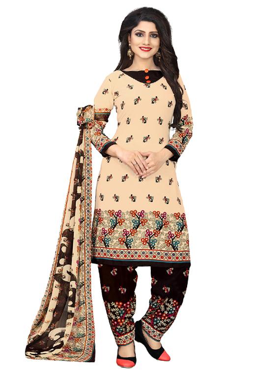 cream crepe patiyala suits unstitched suit - 15515926 - Zoom Image - 1