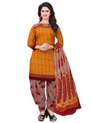 mustard crepe patiyala suits unstitched suit - 15515927 - Standard Image - 1