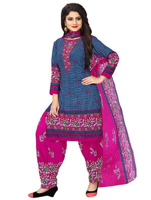 blue crepe patiyala suits unstitched suit - 15515929 - Standard Image - 1