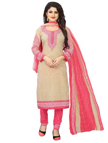 cream crepe churidaar suits unstitched suit - 15515931 - Very Small Image - 1