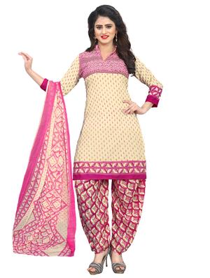 cream crepe patiyala suits unstitched suit - 15515934 - Standard Image - 1
