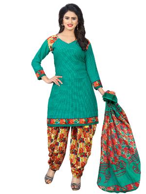 green crepe patiyala suits unstitched suit - 15515935 - Standard Image - 1