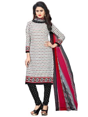 white crepe churidaar suits unstitched suit - 15515941 - Standard Image - 1