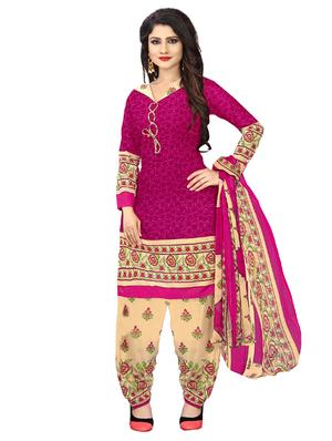 magenta crepe patiyala suits unstitched suit - 15515943 - Standard Image - 1