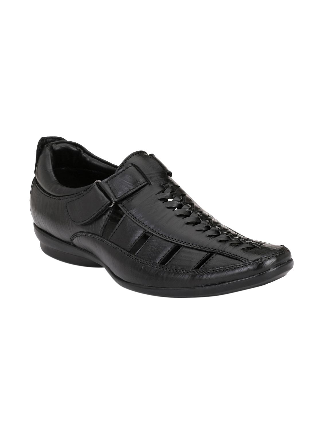 black leatherette slip on sandals - 15516012 - Zoom Image - 1