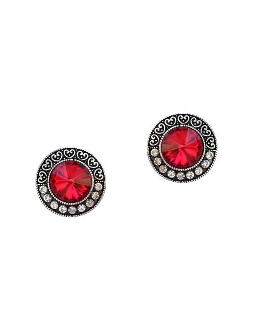 red silver tone oxidised earrings - 15516884 -  Standard Image - 0