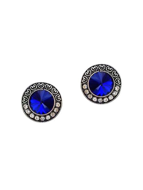 Blue Silver Tone Oxidized Earrings - 15516886 - Standard Image - 1