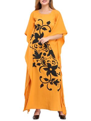 mustard printed kaftan - 15516946 - Standard Image - 1