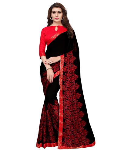 lace border placement printed saree with blouse - 15516984 - Very Small Image - 1