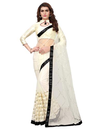 contrast lace sequined saree with blouse - 15516986 - Very Small Image - 1