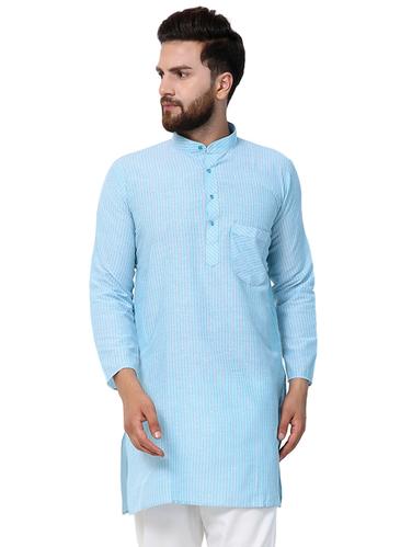 blue cotton kurta pyjama set - 15517006 - Very Small Image - 1
