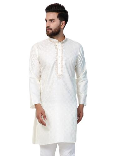 white polyester kurta pyjama set - 15517009 - Very Small Image - 1