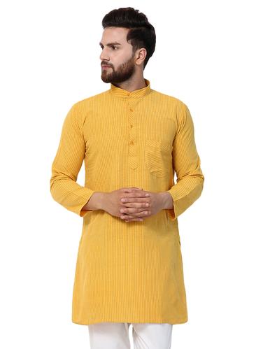 yellow cotton kurta pyjama set - 15517014 - Very Small Image - 1