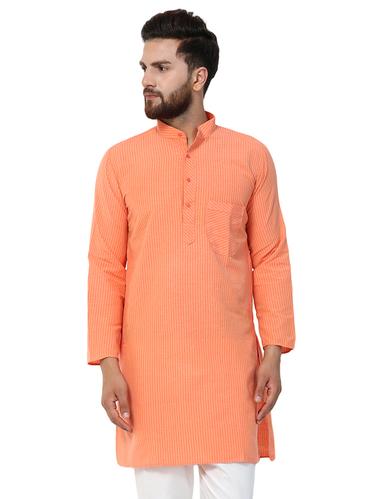 orange cotton kurta pyjama set - 15517015 - Very Small Image - 1