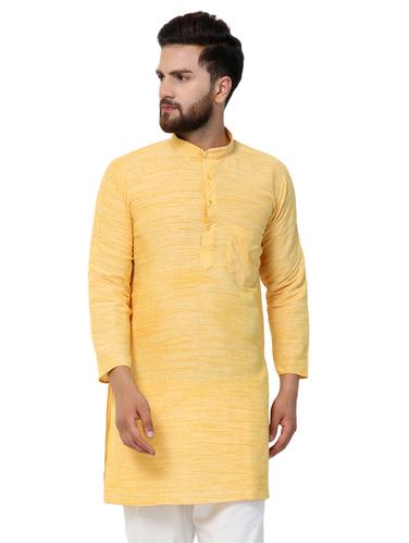 yellow cotton kurta pyjama set - 15517016 - Very Small Image - 1